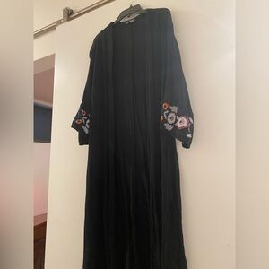 Express Black Kimono with Floral Embroidery